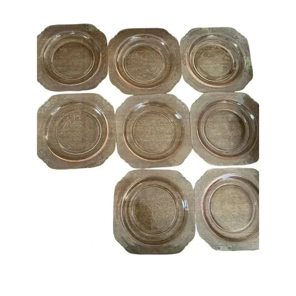 Vintage Pink Depression Glass Open Lace Divided Plate 7.5 Inch Lot of 8 - Picture 3 of 7